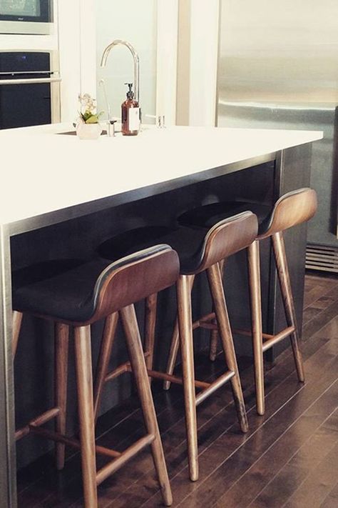 One, two, three? Our stools come one by one so you can get the right amount for your space. https://www.emfurn.com Sven Sofa, Poltrona Design, Toilet Ideas, Kitchen Bar Design, Interior Design Minimalist, Kursi Bar, Elizabeth Street, West Seattle, Luxury Chairs