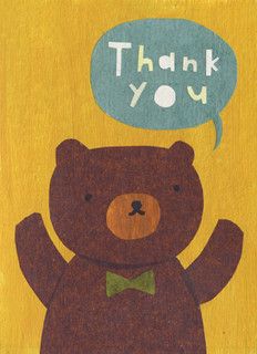 thank you bear by mique m, via Flickr Thank You Wallpaper, Thank You Poster, Thank You Pictures, Friends Sketch, Thank You Images, Cute Thank You Cards, Bear Card, Yellow House, Bear Illustration