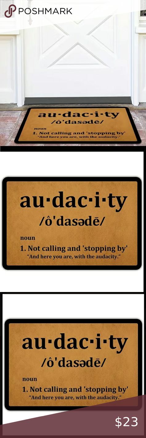 Audacity Non Slip Door Mat Funny Door Mat, Door Mat, Indoor Outdoor, Funny, Closet