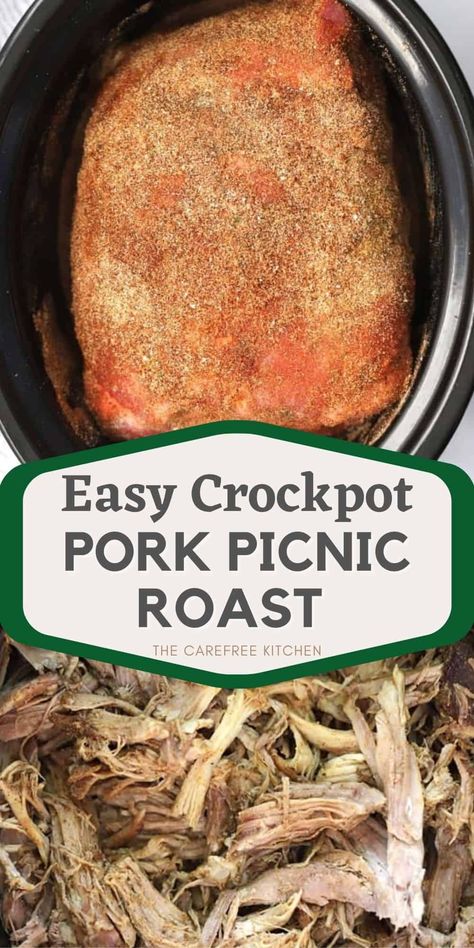 Picnic Pork Roast, Tender Pork Roast, Barbecue Pork Roast, Bbq Pork Roast, Pulled Pork Crock, Pork Roast Crock Pot Recipes, Pork Picnic, Pulled Pork Roast, Picnic Roast