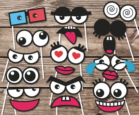 Have a great party with these funny printable party props Googly Eyes Funny, Monster Photo, Emoji Board, Funny Photo Props, Funny Eyes, Diy Photobooth, Face Parts, Photobooth Props Printable, Printable Photo Props