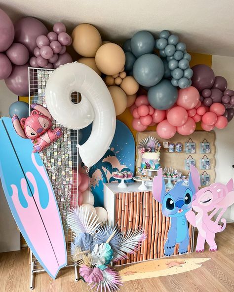 Aloha! stitch and angel party decoration. Cake and sweets by @sugaraddictnl Cookies by @mixed_up_bakrt #zoetermeer #partystyling… | Instagram Stitch And Angel Party, Cake And Sweets, Angel Party, Stitch Cake, Angel Theme, Lilo And Stitch Quotes, Decoration Cake, Bird Birthday, 9th Birthday Parties