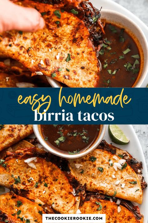 Beef Birria Recipe, Birria Tacos, Crock Pot Tacos, The Cookie Rookie, Cookie Rookie, Slow Cooked Beef, Taco Recipes, Mexican Food Recipes Authentic, Mexican Dishes