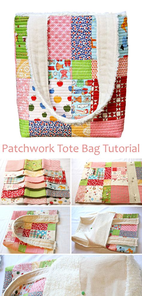 Patchwork Bag Patterns Free, Patchwork Bag Tutorial, Patch Work Sewing Projects, Sewing A Purse For Beginners, Easy Sew Tote Bag, Easy Sewing Bags For Beginners, Quilted Bags And Totes Patterns Free, Quilt Tote Bags Patterns, How To Sew Patchwork