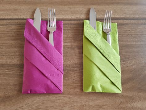 Three Pocket Fold Napkin Tutorial Diy Paper Napkin Folding, Creative Napkin Fold, Beautiful Napkin Folding, Fancy Napkin Folding, Christmas Napkin Folding, Easy Napkin Folding, Cloth Napkin Folding, Paper Napkin Folding, Paper Serviettes