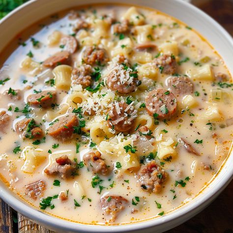 When the weather turns chilly, there’s nothing quite as comforting as a warm bowl of soup. Elevate your soup game with this Creamy Parmesan Italian Sausage Soup recipe. Packed with savory Italian sausage, tender pasta, ... READ MORE Flavor Nectar Creamy Parmesan Italian Sausage Soup, Creamy Italian Parmesan Sausage Soup Crockpot, Parmesan Italian Sausage Soup, Pork Sausage Soup Recipes, Creamy Parmesan Italian Sausage Soup, Parmesan Sausage Soup, Sweet Italian Sausage Recipes Dinners, Sweet Italian Sausage Soup, Italian Sausage Soup Recipes