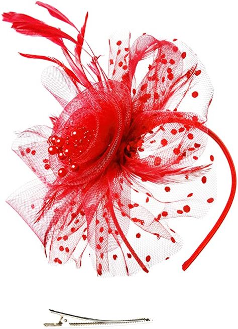 Facinators Wedding, Women Tea Party, Kentucky Derby Wedding, Fascinator Hats Diy, Derby Wedding, Red Fascinator, Kentucky Derby Fascinator, Red Hat Society, Hair Wrap Scarf