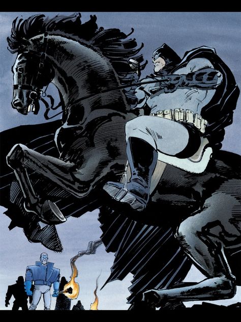 Batman dark knight returns horse Frank Miller Batman, Frank Miller Art, The Dark Knight Returns, Dark Knight Returns, Batman Dark, Univers Dc, Batman Artwork, Dc Collectibles, Frank Miller