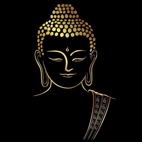 Golden buddha head with golden border element Gautam Buddha Image, Arte Ganesha, Buda Wallpaper, Buddha Drawing, Buddha Art Drawing, Golden Buddha, Buddha Art Painting, Buddha Painting, Tableau Art