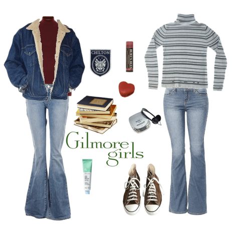 Lorelai Gilmore Outfit Ideas, Rory Gilmore Bitmoji Outfits, Rory Gilmore Green Sweater, Rory Gilmore Outfits Ideas, Rory Gilmore Converse, High School Outfits 2000s, Rory Gilmore Birthday Outfit, Rory Gilmore Pants, Rory Gilmore Accessories