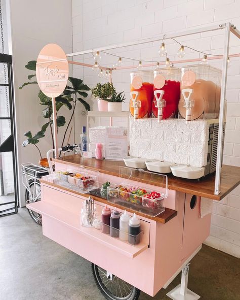 @thefrosecart shared a photo on Instagram: “Our OG pink cart still going strong 🍸💕🦩” • Feb 28, 2022 at 10:00am UTC Boba Bar, Party Rental Ideas, Mobile Bar Cart, Mobile Cocktail Bar, Snack Cart, Bridesmaid Robes Floral, Drink Cart, Wedding Robes, Food Cart Design