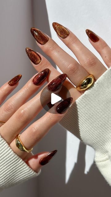 disseynails on September 15, 2023: "the perfect fall nails 🍂 using: @gelcare.official gold velvet + jelly brown •use code DISS..." Brown Nails Gold Tips, Jelly Velvet Nails, Orange Velvet Nails, Jelly Fall Nails, Brown Velvet Nails, Jelly Nails Brown, Brown Jelly Nails, Fall Jelly Nails, Velvet Nails Design