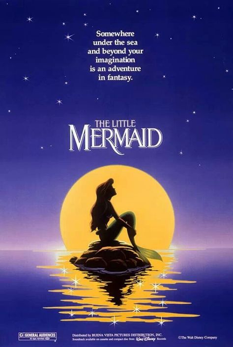 An original poster for Disney's "The Little Mermaid". (1989) The Little Mermaid Poster, Mermaid Movie, Animated Movie Posters, Mermaid Movies, Disney Movie Posters, Mermaid Poster, Animation Disney, Disney Animated Movies, The Jungle Book