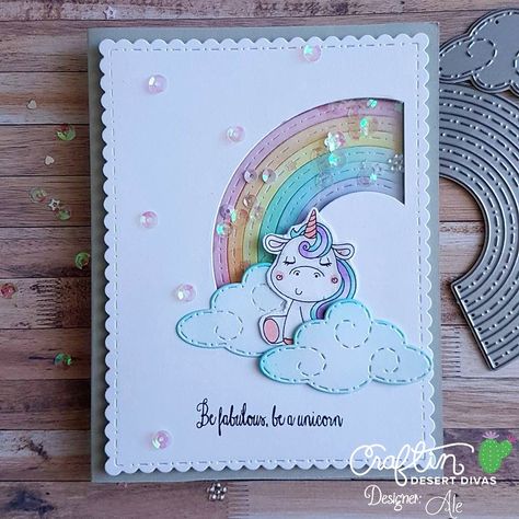 Happy Birthday Cards Handmade, Unicorn Birthday Cards, Unicorn Card, Girl Birthday Cards, Mft Cards, Rainbow Card, Birthday Card Design, Interactive Cards, Birthday Cards Diy