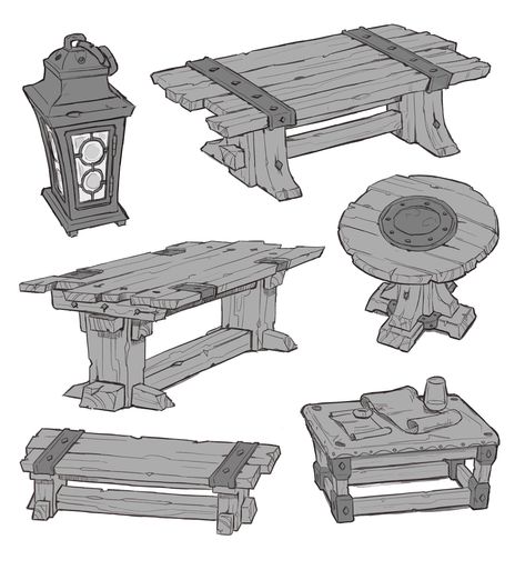 ArtStation - Sketches #2 Object References, Drawing Furniture, Fantasy Furniture, Props Concept, Environment Props, Props Art, Fantasy Props, Game Props, Game Concept Art