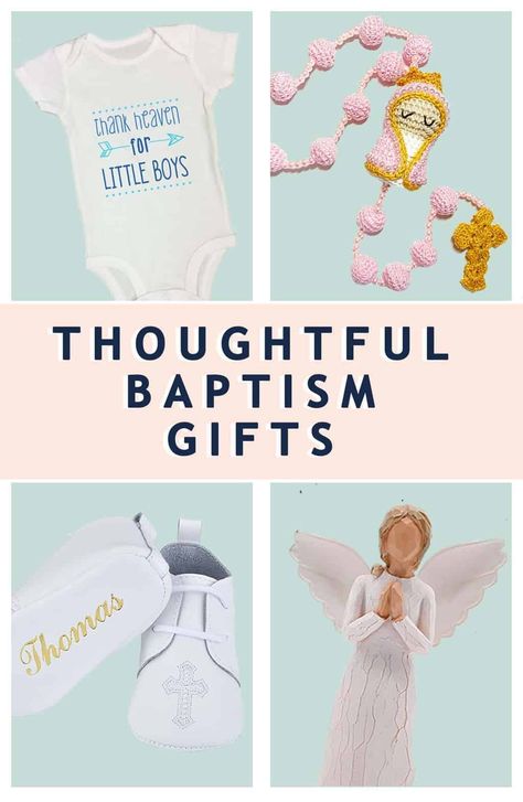 When it comes to gifts for a baby's baptism, choose something special that they will remember. Here are our 15 thoughtful baptism gift ideas! Baptism Gift Ideas, Baptism Presents, Baptism Pictures, Baby Baptism Gifts, Baptism Gifts For Boys, Baby Christening Gifts, Christening Shoes, Funny Onesies