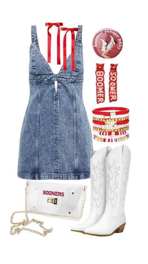 Uga Gameday Outfit, Stagecoach Outfits, College Football Gameday, Rush Week Outfits, Cutesy Outfit, College Gameday Outfits, Oklahoma Football, 30 Outfits, Chill Fits