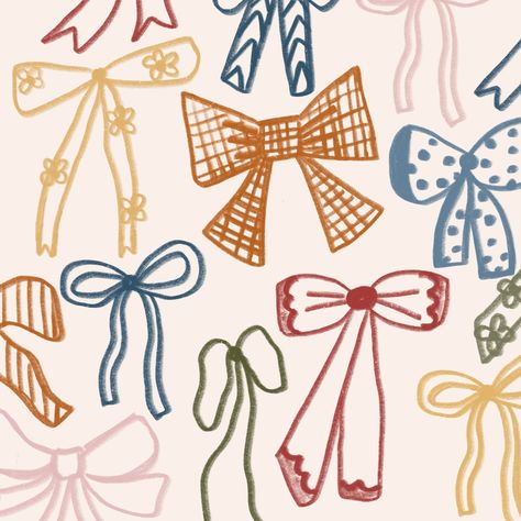 A bow compilation 🎀 December Drawings, Bows Illustration, Winter Graphic Design, Decorate Book, Ipad Pictures, Christmas Pattern Illustration, Yearly Journal, Xmas Collage, Bows Aesthetic