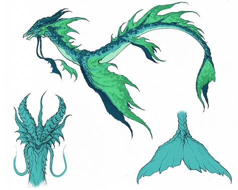 Sea serpent. Water Serpent Art, Sea Serpent Art Water Dragon, Fantasy Sea Dragon, Sea Serpent Concept Art, Sea Dragons Art, Sea Dragon Concept Art, Fantasy Marine Creature, Sea Armor Concept Art, Sea Serpent Mermaid