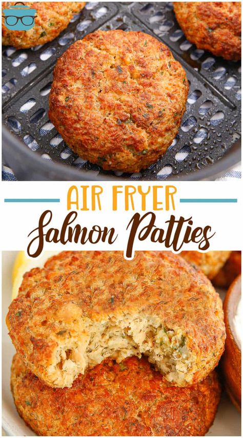 Air Fryer Salmon Patties, Air Fryer Recipes Salmon, Air Fryer Fish Recipes, New Air Fryer Recipes, Air Fryer Recipes Snacks, Air Fryer Salmon, Air Fryer Fish, Cooks Air Fryer, Air Fried Food