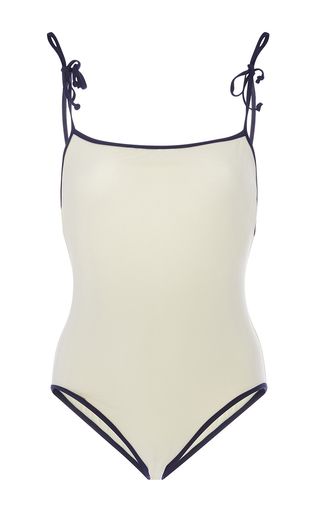 This **Solid & Striped** maillot features a square neck with self-tie shoulder straps and a **Solid & Striped** design with full seat coverage. Solid And Striped Swimwear, Same Swimwear, Swim Costume For Women, Full Swimsuit, Striped Swimwear, Striped Bathing Suit, Solid And Striped, Swimming Bathing Suits, Striped Swimsuit