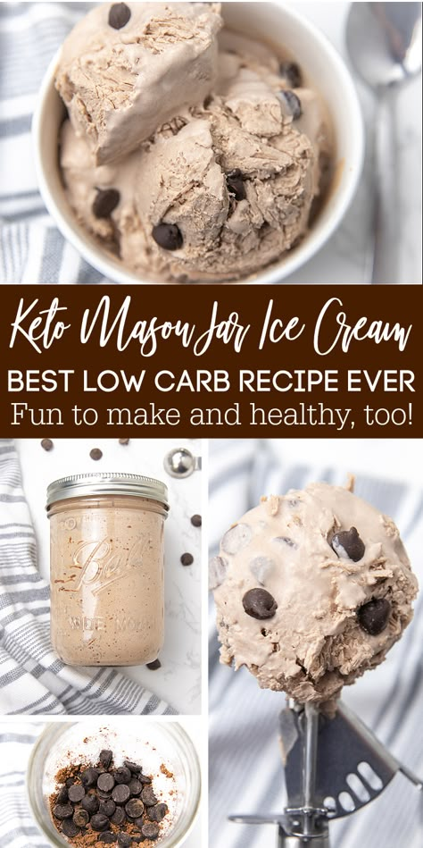 Keto Mason Jar Chocolate Ice Cream is a simple and delicious creamy ice cream recipe. A sugar free keto approved ice cream recipe. #icecream #keto #passion4savings #monkfruit #sugarfree #heavycream #chocolate #dessert #easy Easy Keto Chocolate Frosty, Keri Ice Cream, Keto Chocolate Ice Cream Recipes, Keto Soft Serve Ice Cream, Keri Dessert Easy, Diy Keto Ice Cream, Care Free Keto, Keto Ice Cream Ninja Creami, Keto Gluten Free Desserts