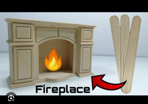 Miniature Dollhouse Fireplace Diy, Fireplace Dollhouse Diy, Dollhouse Fireplace Diy How To Make, Miniature Fireplace Tutorial, Mini Fireplace Diy, Diy Miniature Fireplace, Doll House Fireplace Diy, How To Make Mini Furniture, Diy Dollhouse Fireplace