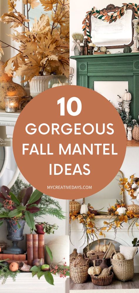 If you’re looking for fall décor ideas for the home, there’s no better place to start than fall mantel décor ideas! I’m sharing 10 gorgeous autumn and fall mantel decorating ideas, from a variety of home décor styles including rustic, farmhouse, neutral, and vintage fall décor. Decorate your home for fall with these cozy and modern fall mantel décor ideas. DIY fall decor Autumn Decorating, Mantel Inspiration, Film Decor, Fall Decorating Ideas, Diy Store, Own House, Fall Mantel, Diy Pumpkin, Fall Decor Diy