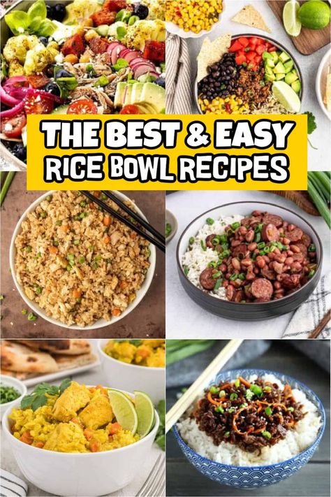 Loaded Rice Bowls, Recipes For Rice Bowls, Beef And Rice Bowl Recipes, Rice Bowls For A Crowd, Simple Rice Bowls, Diy Rice Bowl, White Rice Bowl Recipes, Dinner Recipes Rice Bowls, Rice Bowl Toppings