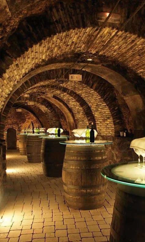 #winestorage Wine Cellar Basement, Whiskey Room, Wine Cave, Home Wine Cellars, Root Cellar, Wine Cellar Design, Cellar Design, Wine Barrels, Bar Interior