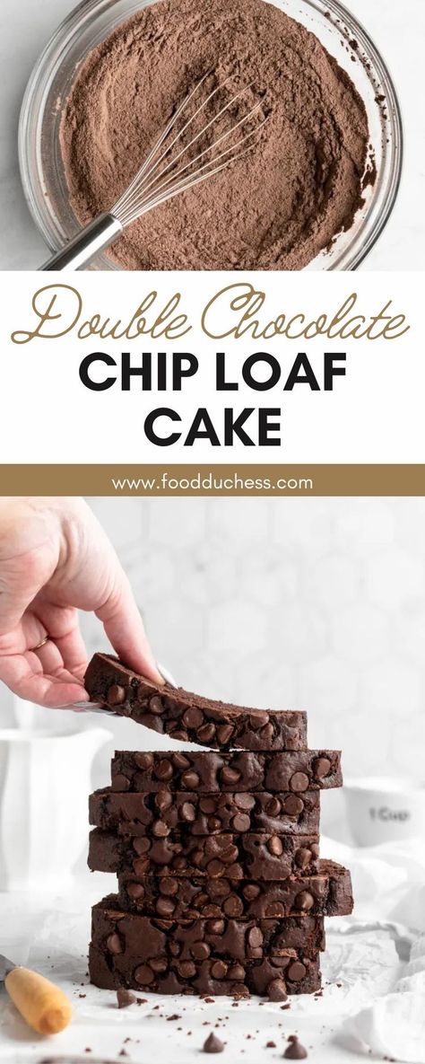 Double Chocolate Chip Cake, Double Chocolate Loaf, Easy Chocolate Chip Cake, Double Chocolate Loaf Cake, Chocolate Chip Loaf Cake, Chocolate Chip Loaf, Yummy Things To Bake, Chocolate Loaf, Chocolate Loaf Cake