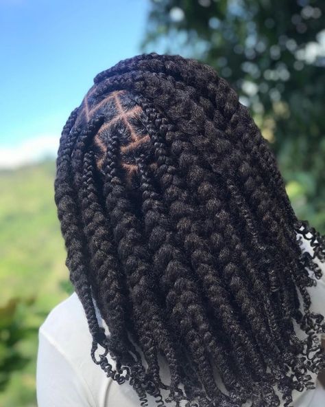 Nature Hair Braids, Box Braids And Curls, Braids With Natural Hair, Afro Twist Hair, Braids And Curls, Cornrows With Box Braids, Short Hair Twist Styles, Braids Boxbraids, Cabello Afro Natural