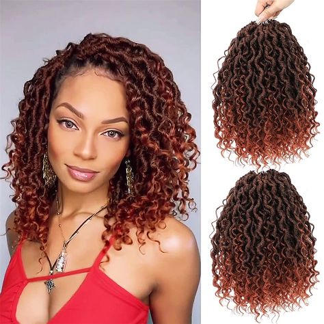 Faux Locs Crochet Hair 12 Inch Short Goddess Locs Crochet Hair 6 Packs Pre-looped Crochet Hair for Beauty Women River locs Crochet Hair With Curly Ends Boho Locs Hair Extensions 2024 - $36.99 Short Goddess Locs, Pre Looped Crochet Hair, Goddess Locs Crochet, Faux Locs Crochet, Boho Locs, Locs Crochet, Goddess Braids Hairstyles, Crochet Braid Styles, Goddess Hairstyles