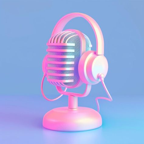 Photo 3d podcast fun simple and modern d... | Premium Photo #Freepik #photo Podcast Mic Aesthetic, Podcast Microphone Aesthetic, Neon Microphone, Podcast Microphone Illustration, Colorful Microphone, Video Mockup, Card Banner, Poster Invitation, Cartoon Clip Art