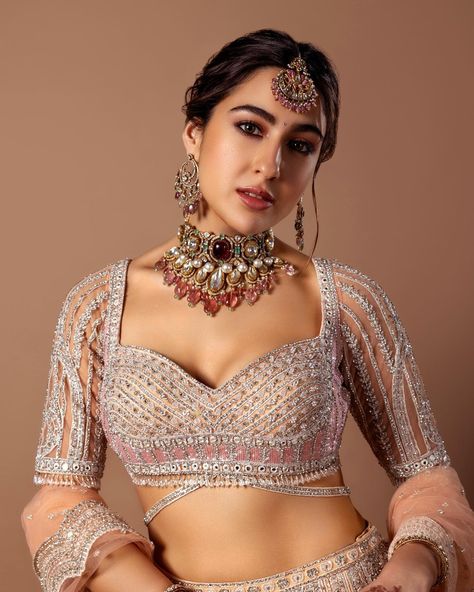 Sara Ali Khan saraalikhan95 Bracelets Outfit, Indian Photoshoot, Pink Lehenga, Celebrity Perfume, Bollywood Wedding, Sara Ali Khan, Ali Khan, Lehenga Designs, Bollywood Saree