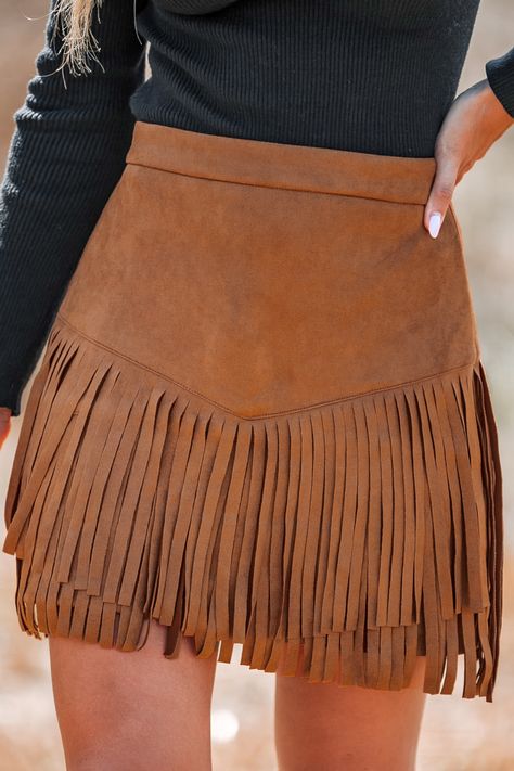 Step into the wild west with our Terra Cotta High Waist Fringe Mini Skirt, designed to add a touch of rustic charm to your wardrobe. The fringe detailing gives it a distinctive western feel, perfect for adding some frontier flair to your outfit. Embrace the spirit of adventure and style as you sway into the sunset in this captivating mini skirt. Product code: CAA02B3J020KK Features:  Knit High-rise waist Fringe hem Mini Western  Cowgirl  Festival Wash Method: Regular Wash Material: 92%POLYESTER, Fringe Mini Skirt, Color Terracota, Beachwear Brands, Fearless Women, Fringe Skirt, Suede Fringe, Beach Look, Terra Cotta, Beach Dresses