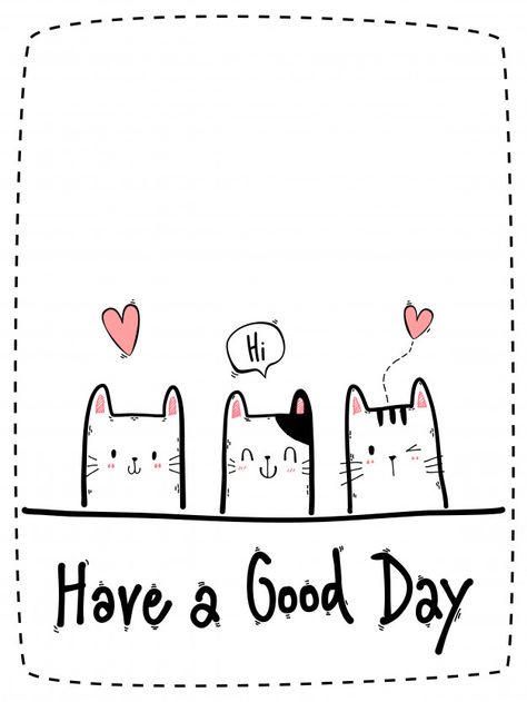 Cute Cat Cartoon, Cartoon Cat Drawing, Good Morning Cat, Hello Cute, Good Day Messages, Morning Cat, Cartoon Doodle, Morning Love Quotes, Cat Cartoon