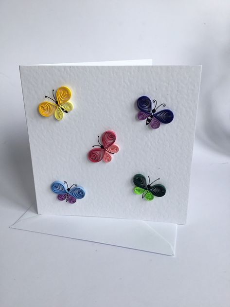 Quilled Butterfly, Quilling Birthday Cards, Quilling Butterfly, Diy Quilling Crafts, Paper Quilling Cards, Quilling Work, Paper Quilling Patterns, Quilled Jewellery, Quilled Creations