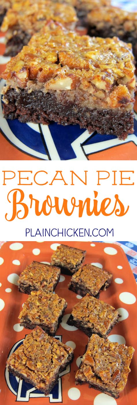 These brownies are amazing. These are great for tailgating or even Thanksgiving dessert. How can you go wrong with pecan pie layere... Desserts Brownies, Pecan Desserts Recipes, Pecan Pie Brownies, Football Friday, Pecan Brownies, Pie Brownies, Pecan Desserts, Cheesecake Brownie, Pecan Pies