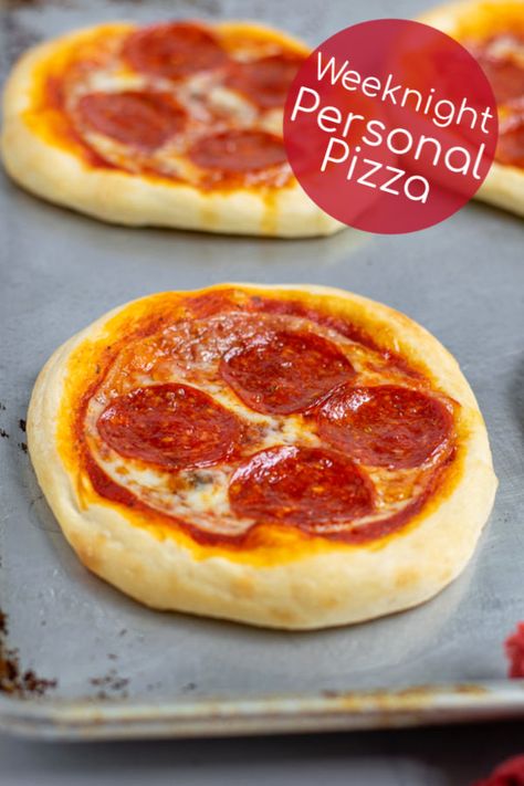 This weeknight Personal Pizza Recipe is a breeze to make, with only 4 ingredients you can can homemade pizza in less time than it takes to cook a frozen pizza. This recipe for personal pizza is sure to delight the whole family on a weeknight. Make your individual pizza tonight! #ad #Back2School #RhodesBread #personalpizza #weeknightdinner #dough #forkids #recipe #homemade #easy #oven Personal Pizza Recipe, Individual Pizza, Kids Pizza Recipes, Personal Pizzas, Vegetarian Pizza Recipe, Frozen Dinner Rolls, Individual Pizzas, Meat Lovers Pizza, Personal Pizza