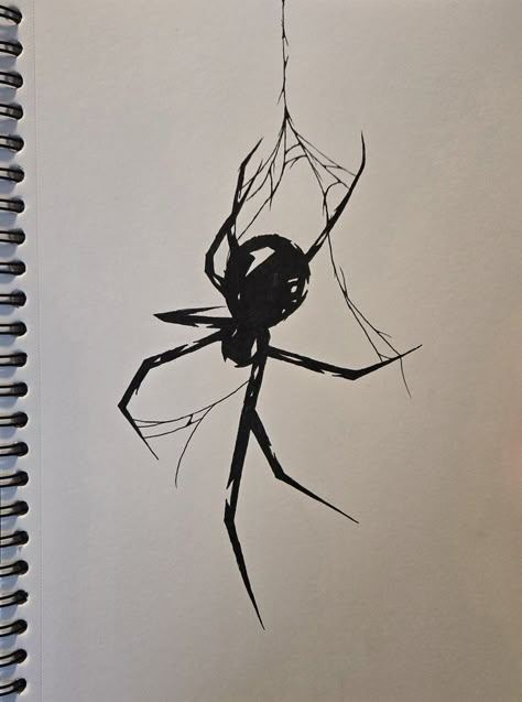 Spider Coming Down From Web Tattoo, Spider And Web Drawing, Spider Reference Drawing, Spider Tattoo With Web, Spider Drawing Reference, Spider Tattoo Drawing, Spider Tattoo Sketch, Spider Web Sketch, Spider Drawing Sketches