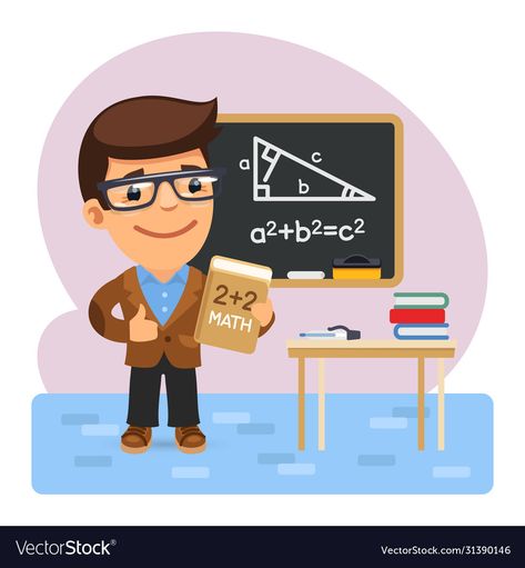 Math Cartoons, Pythagorean Theorem, Aesthetic Fonts, Male Character, Math Teacher, In The Classroom, Clipart Images, The Classroom, Professions