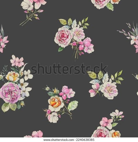 Floral Allover Pattern, Abstract Floral Artwork, China Flowers, Flower Allover, Draw Flowers, Botanical Flower Art, Shutter Stock, Seamless Floral Pattern, Printing Fabric