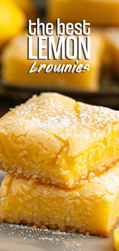 Lemon Brownies [40 Minutes] – Chasety Love And Lemons Brownies, Lemon Deserts Ideas Easy, Lemon Blondie Brownies, Things To Bake With Your Best Friend, Lemon Brownies Recipe Easy, Lemon Easy Desserts, Lemon Bar Desserts, Lemon Brownies With Cake Mix Boxes, Lemon Birthday Desserts