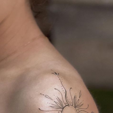 Sun Floral Tattoo, Floral Sun Tattoo, Henna Ink, Half Sun, Throat Tattoo, Cloud Tattoo, Sun Tattoo, Hip Tattoo, Get A Tattoo