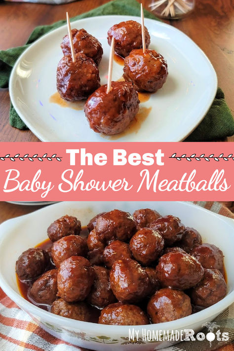 Delight your guests with these sweet and savory baby shower meatballs! These tasty bite-sized wonders are sure to be the highlight of your celebration. Whether you serve them as a tempting appetizer or a hearty addition to your spread, these meatballs are guaranteed to bring smiles and satisfied tummies all around. Get ready to impress with every flavorful bite! #BabyShower #Meatballs #PartyFood" Baby Shower Meatballs, Shower Meatballs, Meat For Babies, Sweet Meatballs, Baby Shower Appetizers, Baby Shower Finger Foods, Shower Appetizers, Jelly Meatballs, Grape Jelly Meatballs