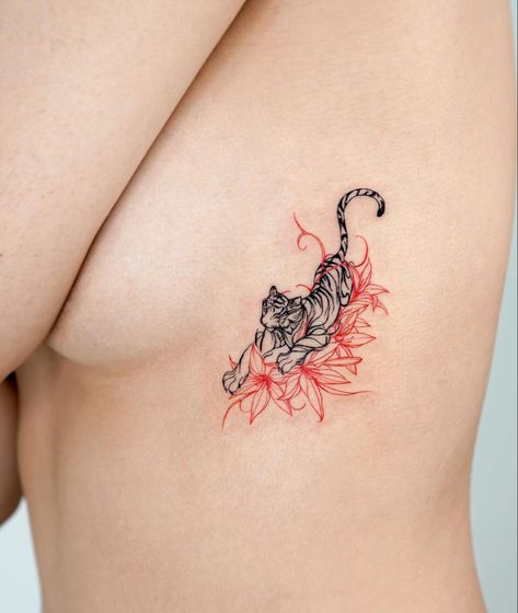 16 Tattoo, Dragon Tattoo For Women, Pretty Tattoos For Women, Red Ink Tattoos, Tattoo Style Drawings, Discreet Tattoos, Tiger Tattoo, Black Ink Tattoos, Elegant Tattoos