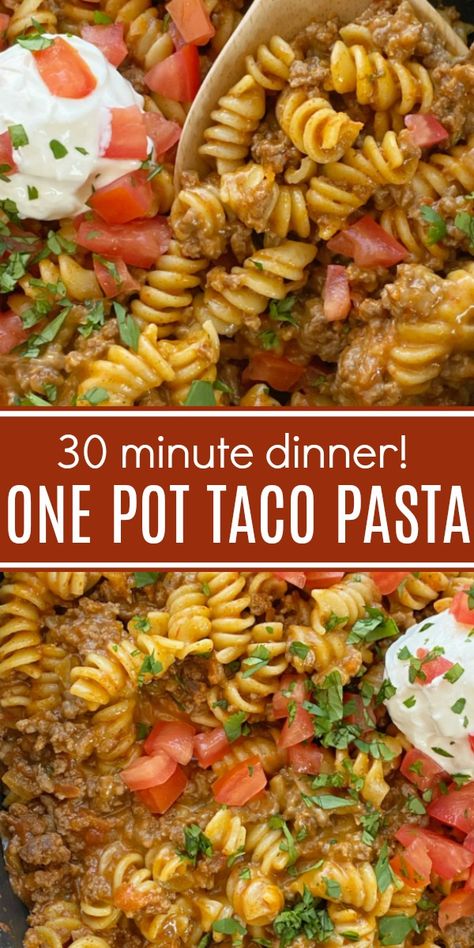 Dinner Ideas With Hamburger Meat Pasta, One Pot Mexican Pasta, One Pot Pasta Recipes Beef, Broke Dinner Recipes, Pasta With Salsa, Simple Taco Pasta, Meals With Pasta Noodles, Ground Beef And Salsa Recipes, Taco Spaghetti Ground Beef