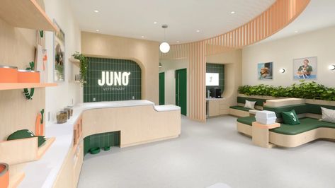 Toronto welcomes membership-based veterinary hospital Pet Store Design, Pet Store Ideas, Hospital Waiting Room, Waiting Room Design, Hospital Interior Design, Pet Vet, Hospital Design, Pet Clinic, Vet Clinics