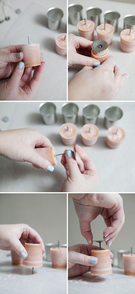 DIY wedding // how to melt & pour your very own votive candle ~ using votive molds and wick pins! Candle Recipes, Expensive Candles, Hand Dipped Candles, Making Candles Diy, Spa Candle, Candle Molds Diy, Candle Making Business, Making Candles, Candle Maker